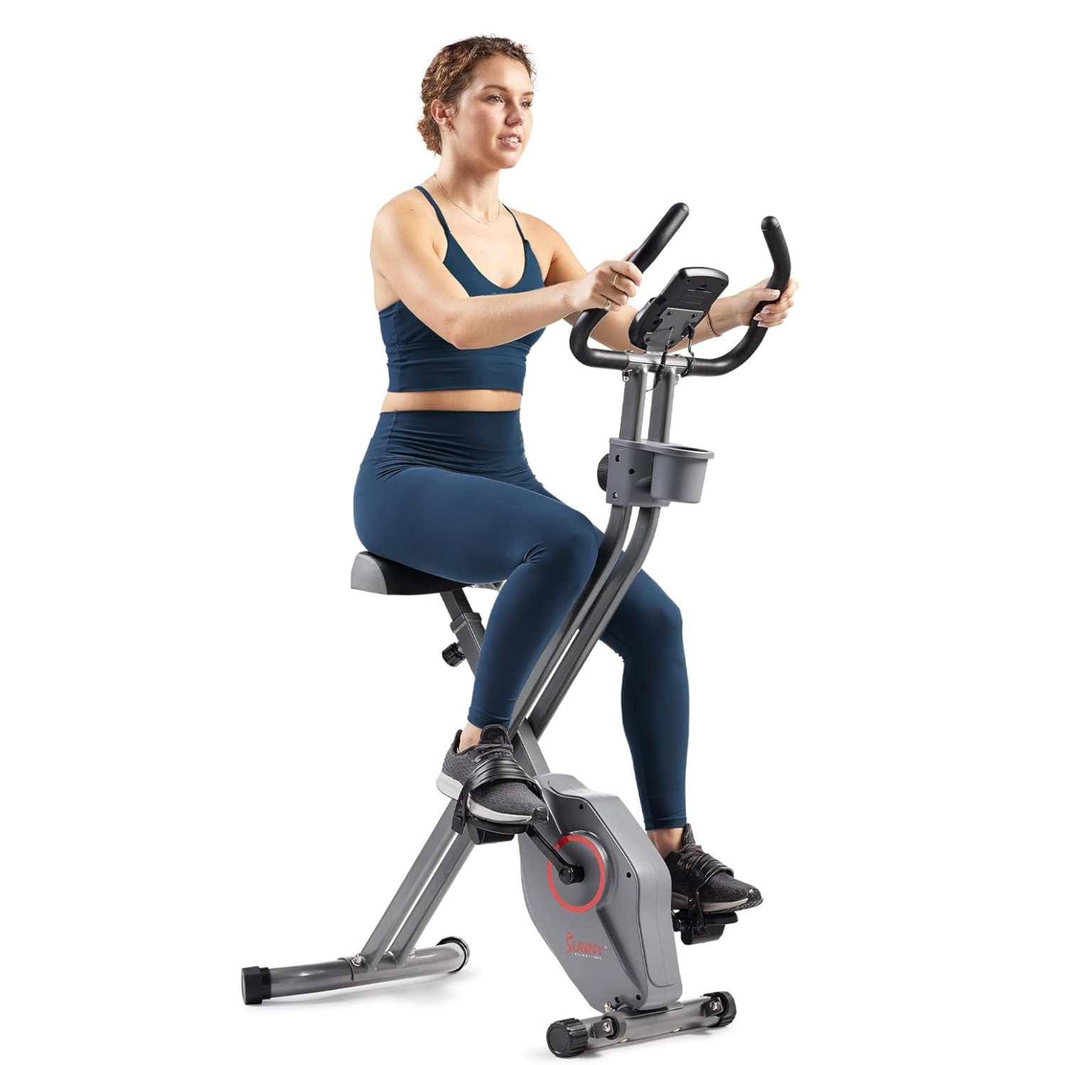 Sunny Health & Fitness Smart Folding X-Bike, Portable Compact Exercise Bike for Indoor Cycling Workout