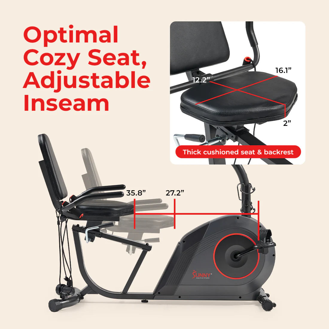 16-Level Smart Magnetic Resistance Recumbent Bike