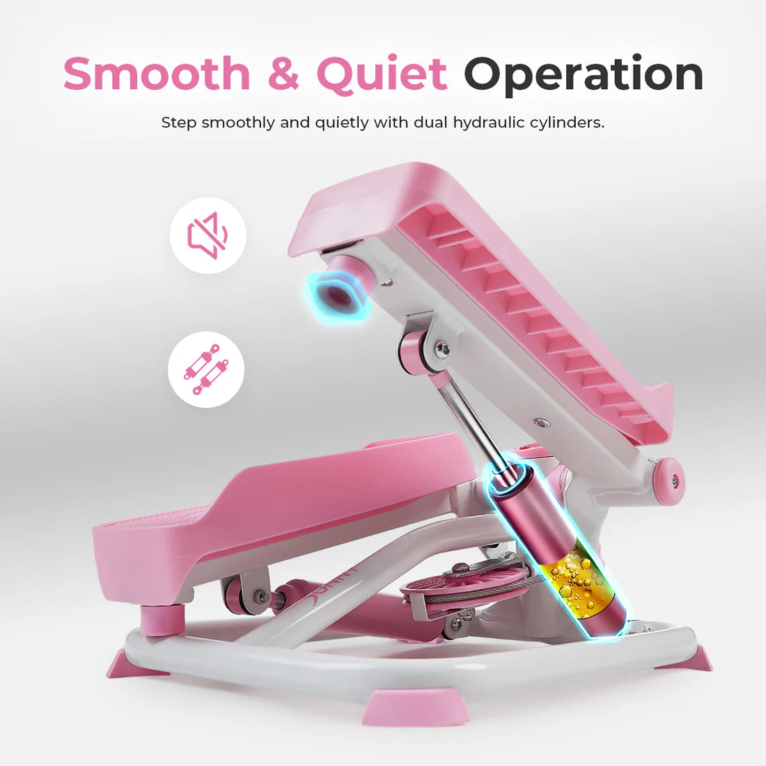 Smart Pink Mini Stepper With Resistance Bands