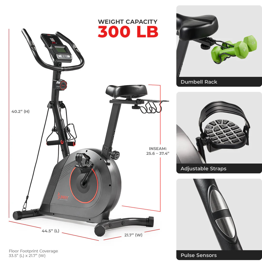 16-Level Magnetic Resistance Upright Bike with workout bands