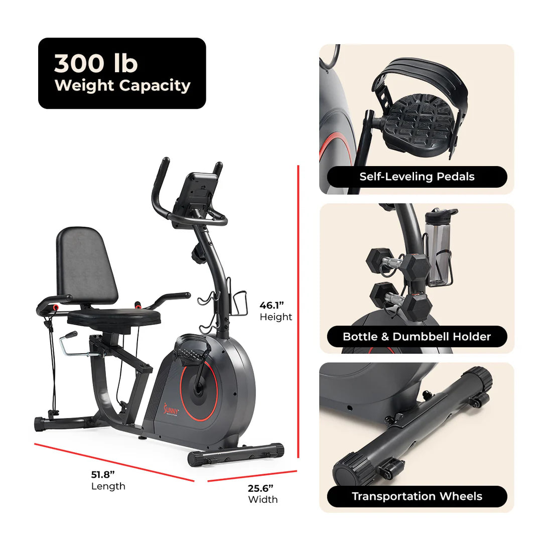 16-Level Smart Magnetic Resistance Recumbent Bike