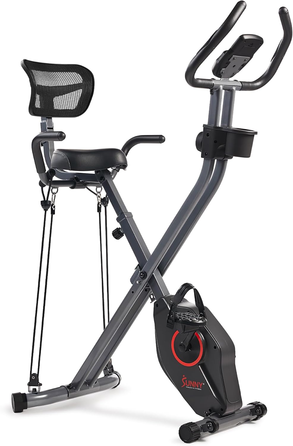 Sunny Health & Fitness Foldable Magnetic Stationary Exercise X-Bike Pro
