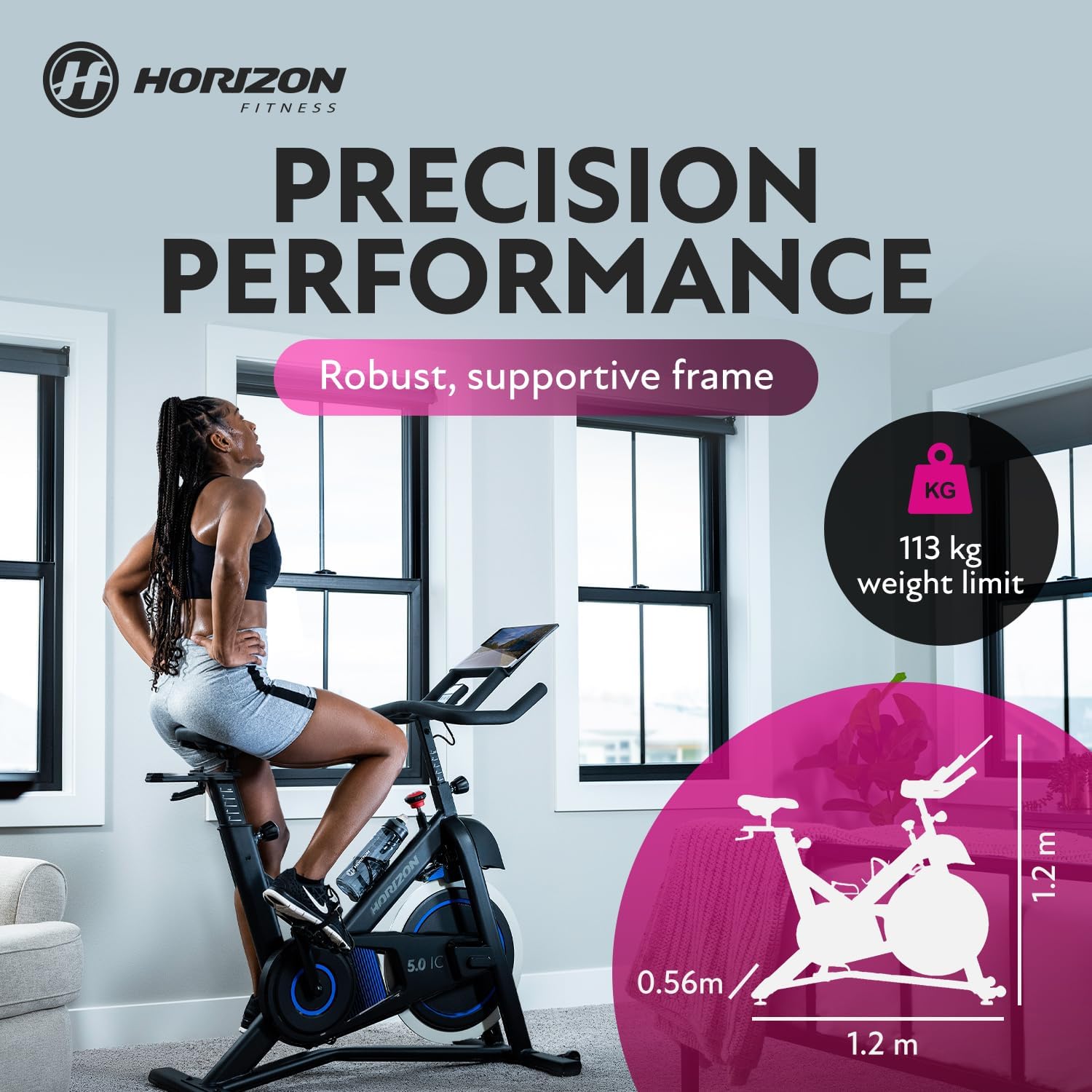 Horizon Fitness 5.0 IC Indoor Cycle Bluetooth Exercise Bike with 100