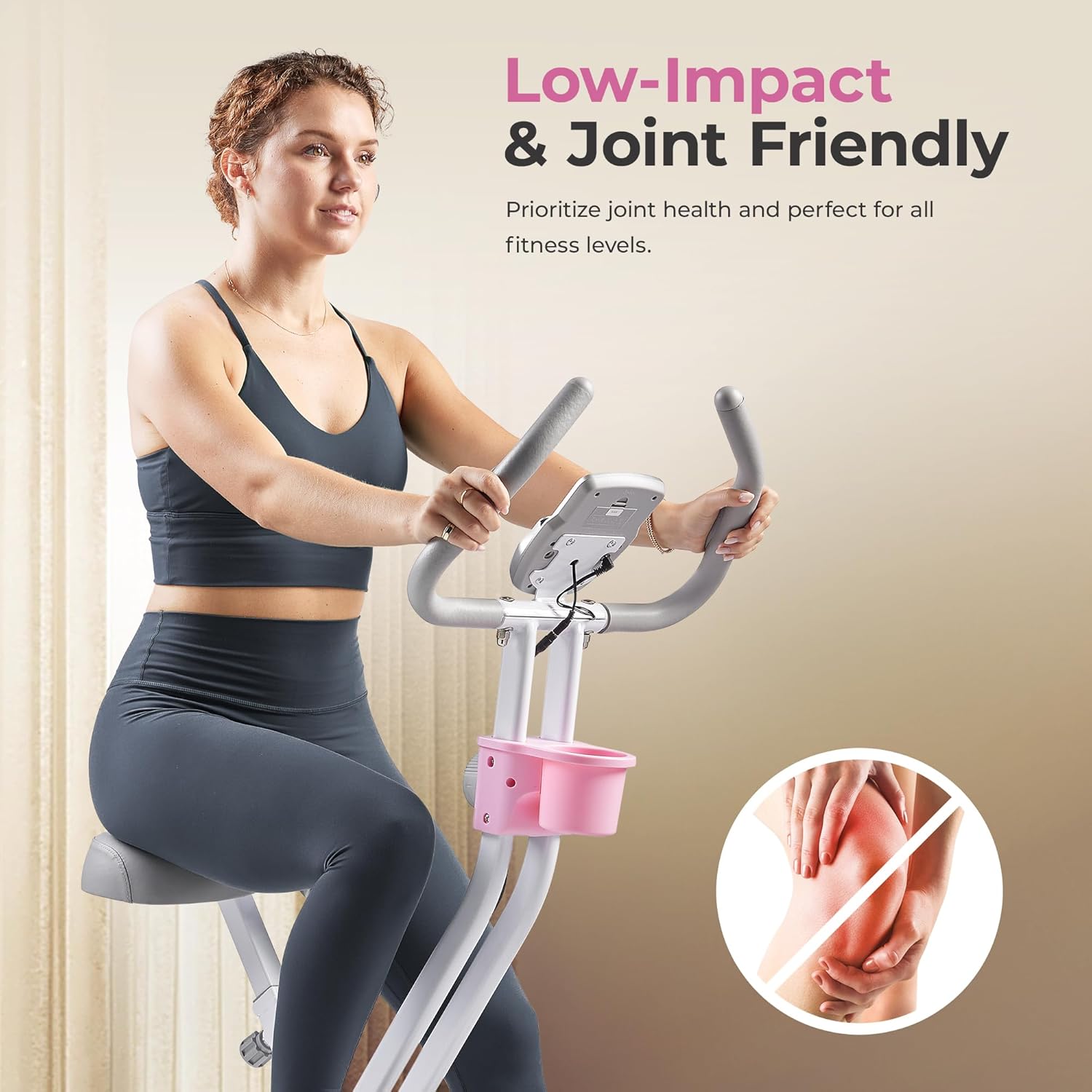 Sunny Health & Fitness Smart Folding X-Bike, Compact Exercise Bike for Indoor Cycling Workout