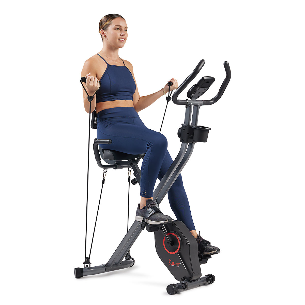 Sunny Health & Fitness Foldable Magnetic Stationary Exercise X-Bike Pro