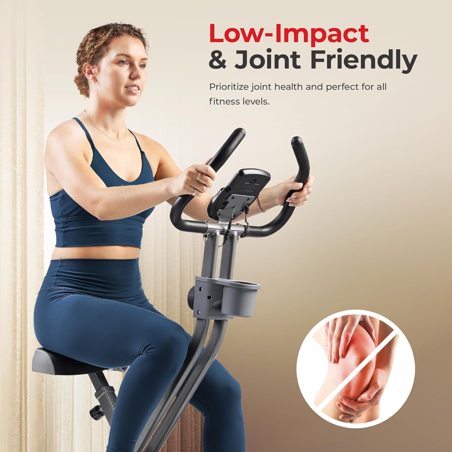 Sunny Health & Fitness Smart Folding X-Bike, Portable Compact Exercise Bike for Indoor Cycling Workout