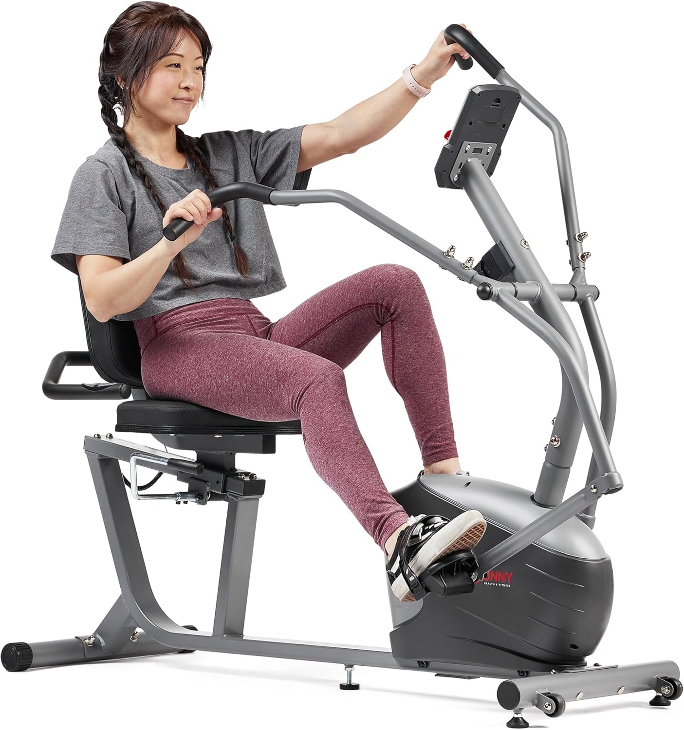 Sunny Health & Fitness Performance Interactive Recumbent Bike with Arm Exerciser