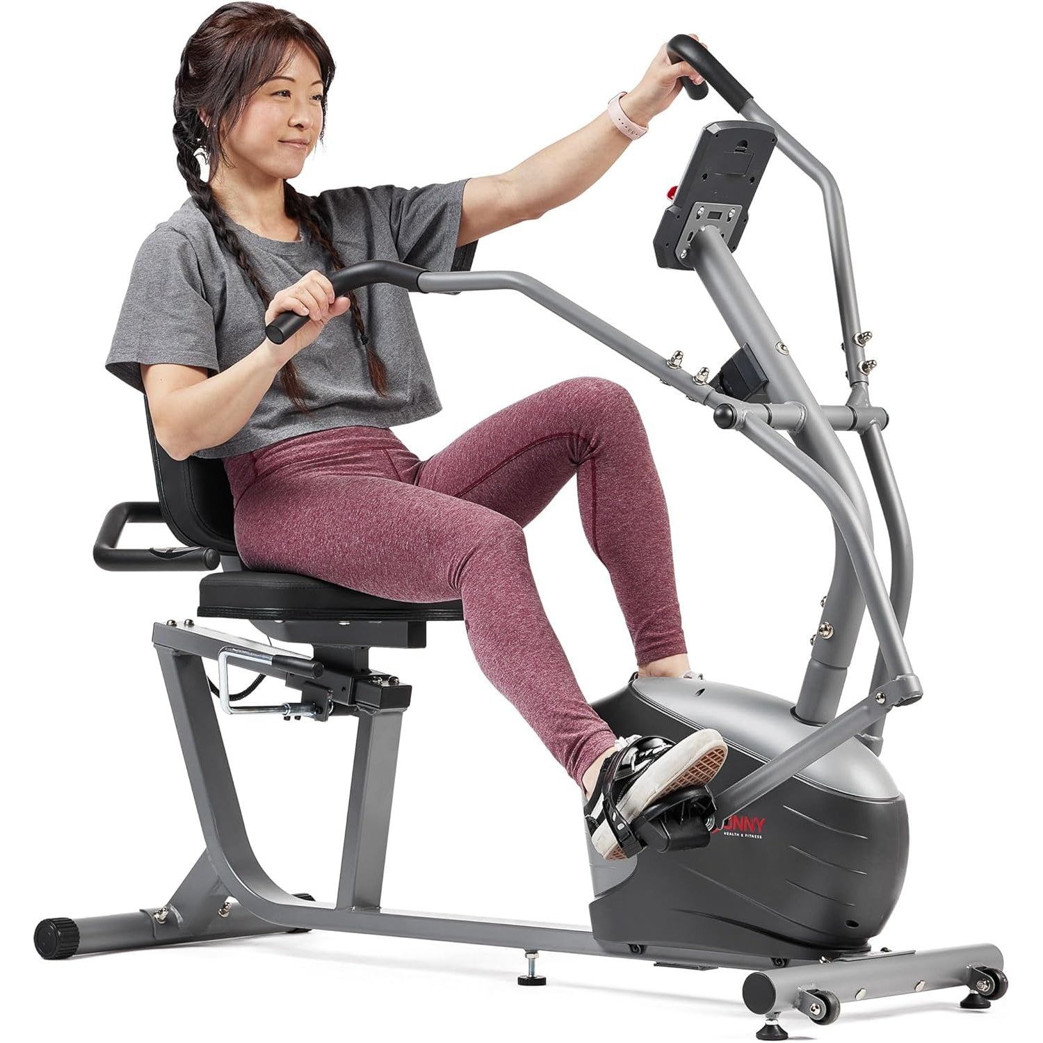Sunny Health & Fitness Performance Interactive Recumbent Bike with Arm Exerciser
