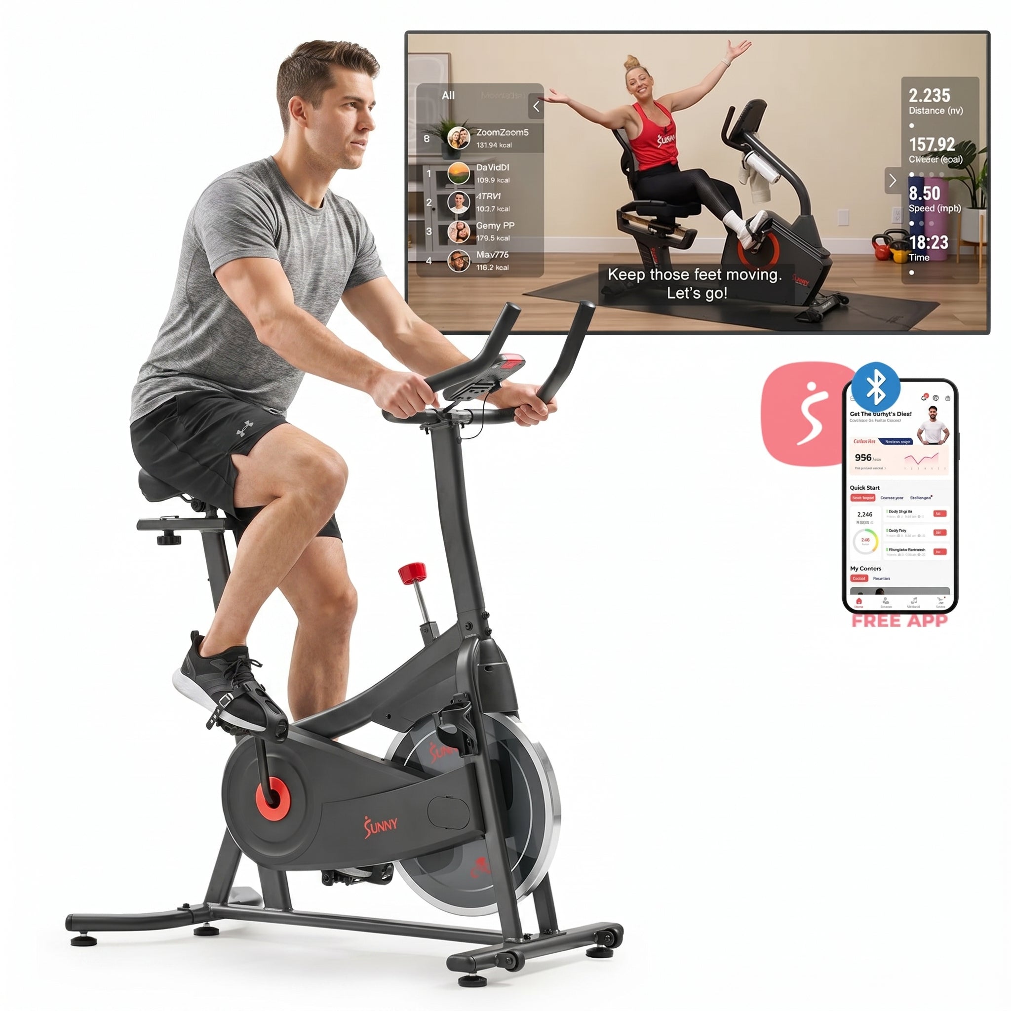 Active 100 Smart Magnetic Cycling Exercise Bike