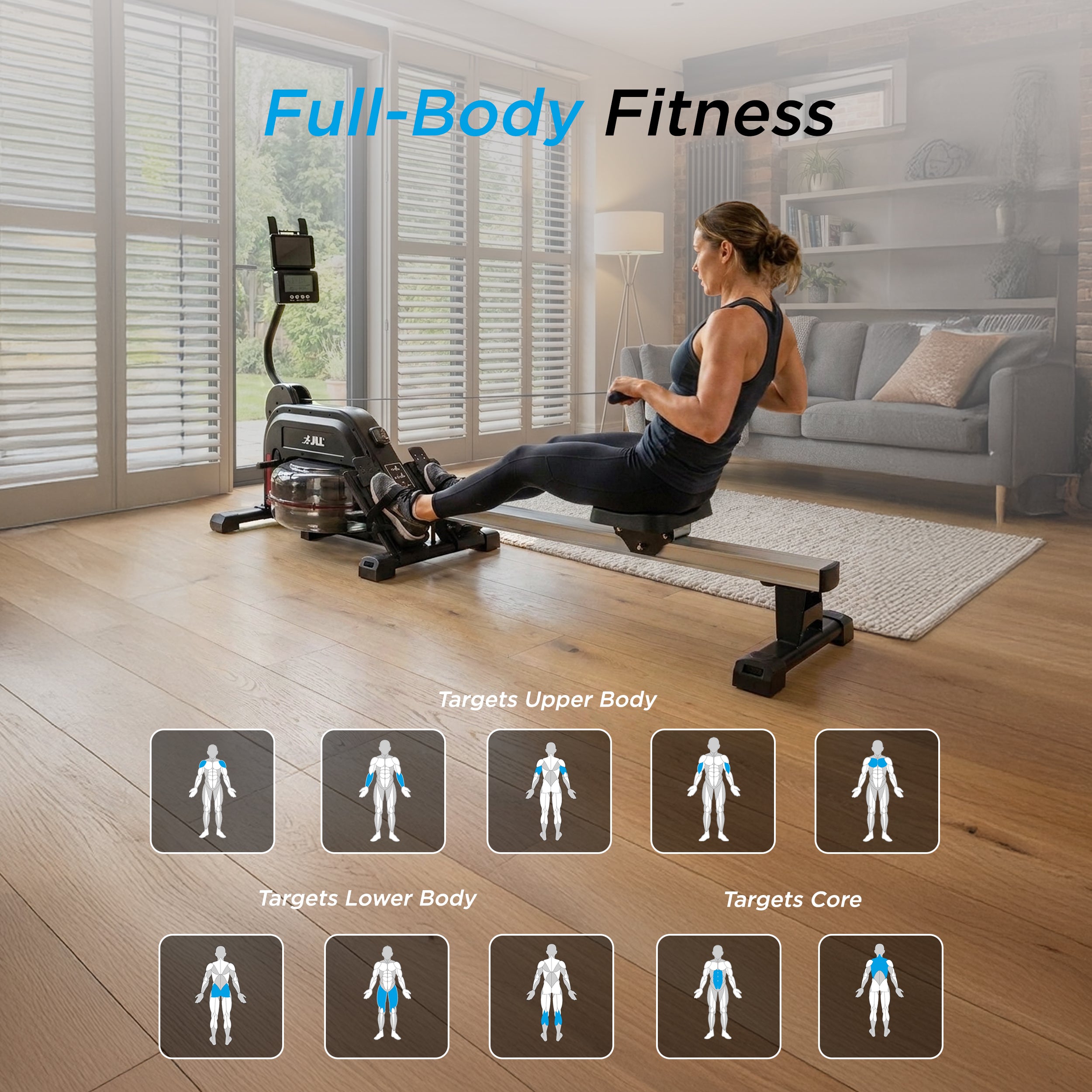 Aqua 1 Water and Elastic Dual Resistance Rowing Machine