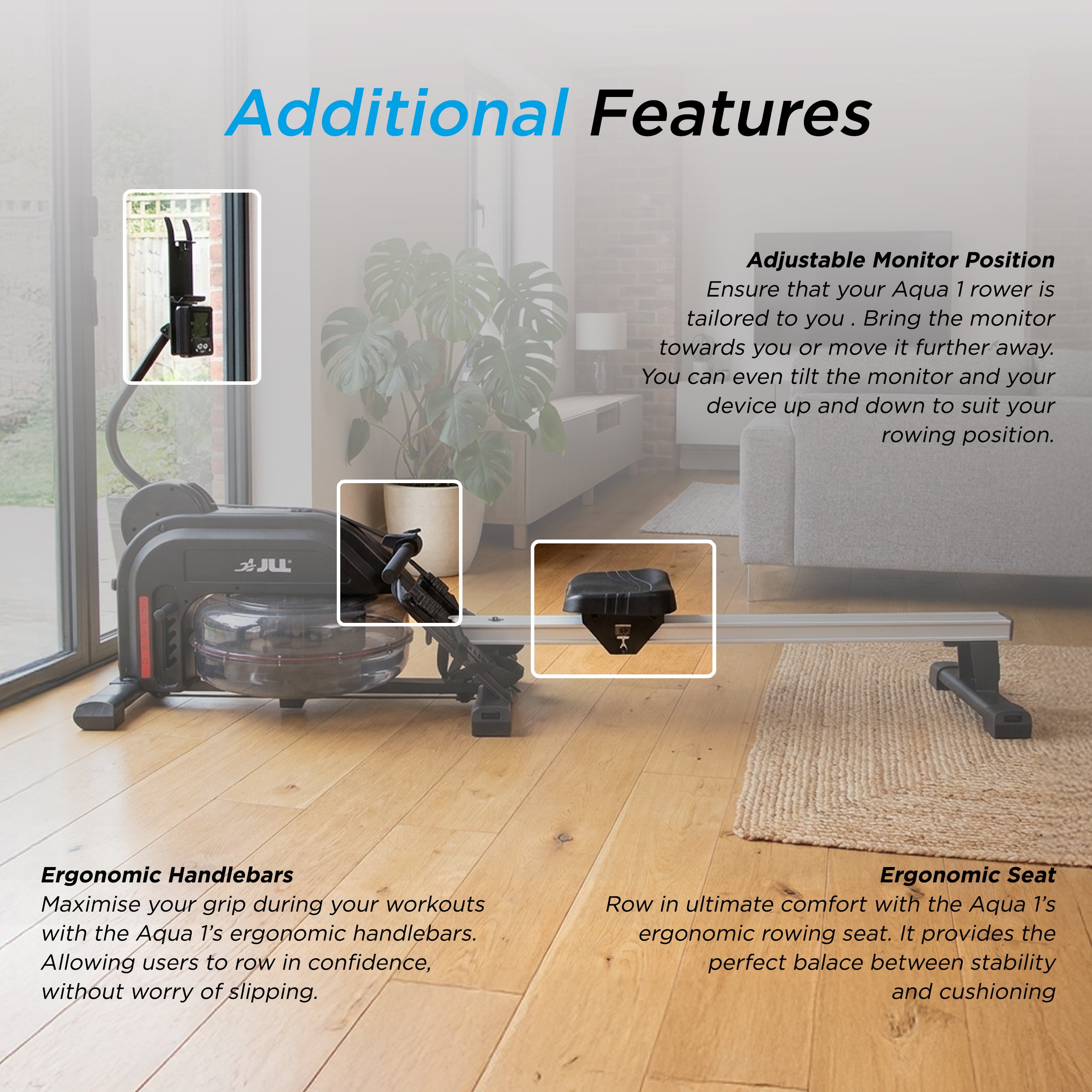 Aqua 1 Water and Elastic Dual Resistance Rowing Machine