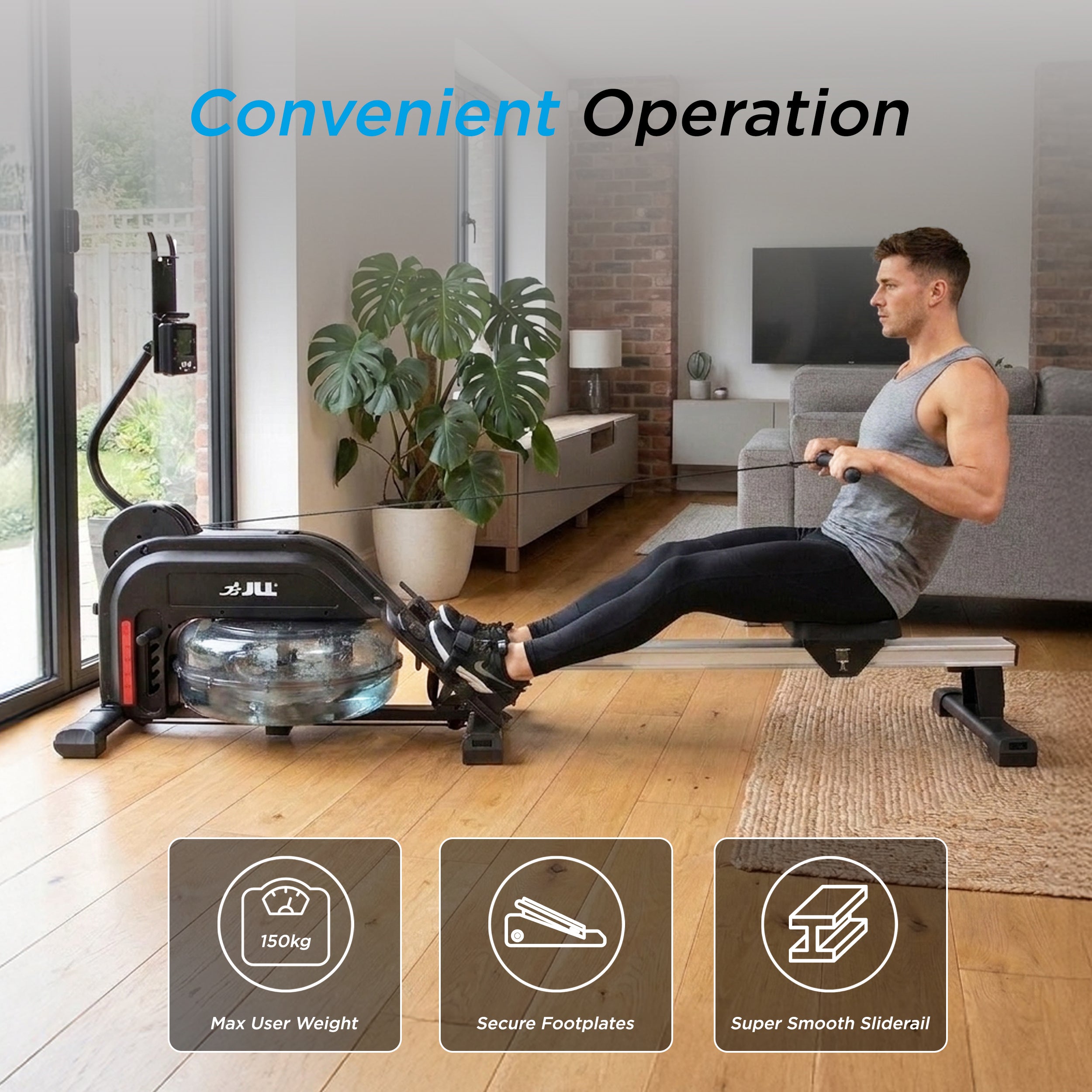 Aqua 1 Water and Elastic Dual Resistance Rowing Machine