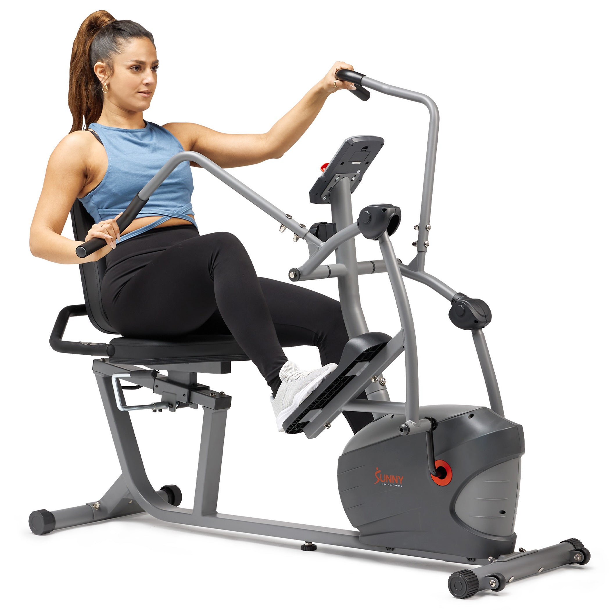 Sunny Health & Fitness Performance Interactive Recumbent Cross Trainer Elliptical Bike