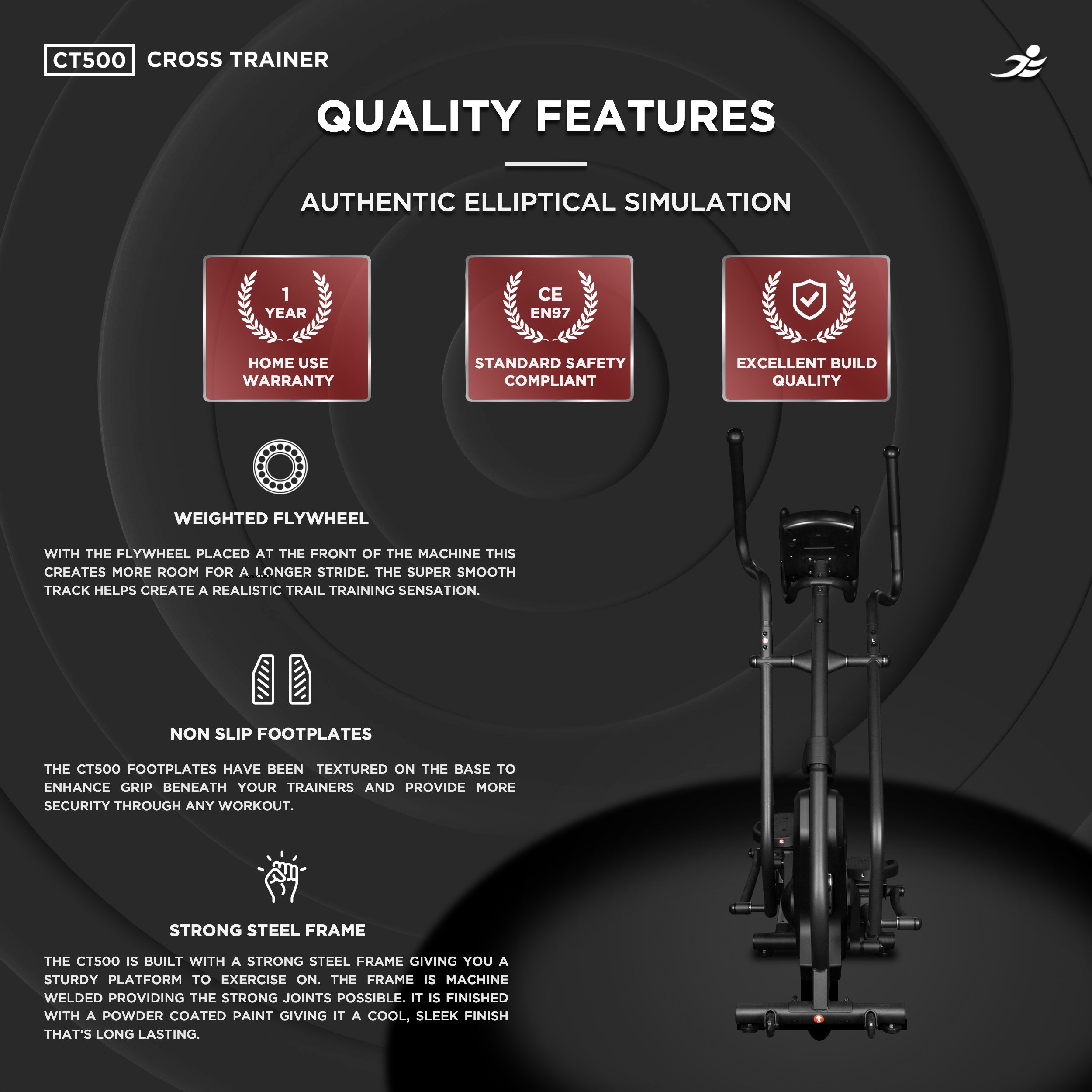 JLL CT500 Cross Trainer Magnetic Resistance Cross Trainer Elliptica