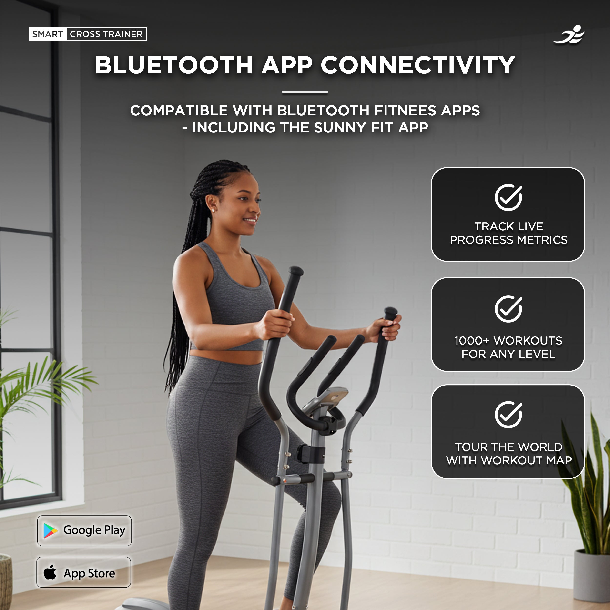 JLL Smart 2-in-1 Upright Elliptical Full-Body Exerciser