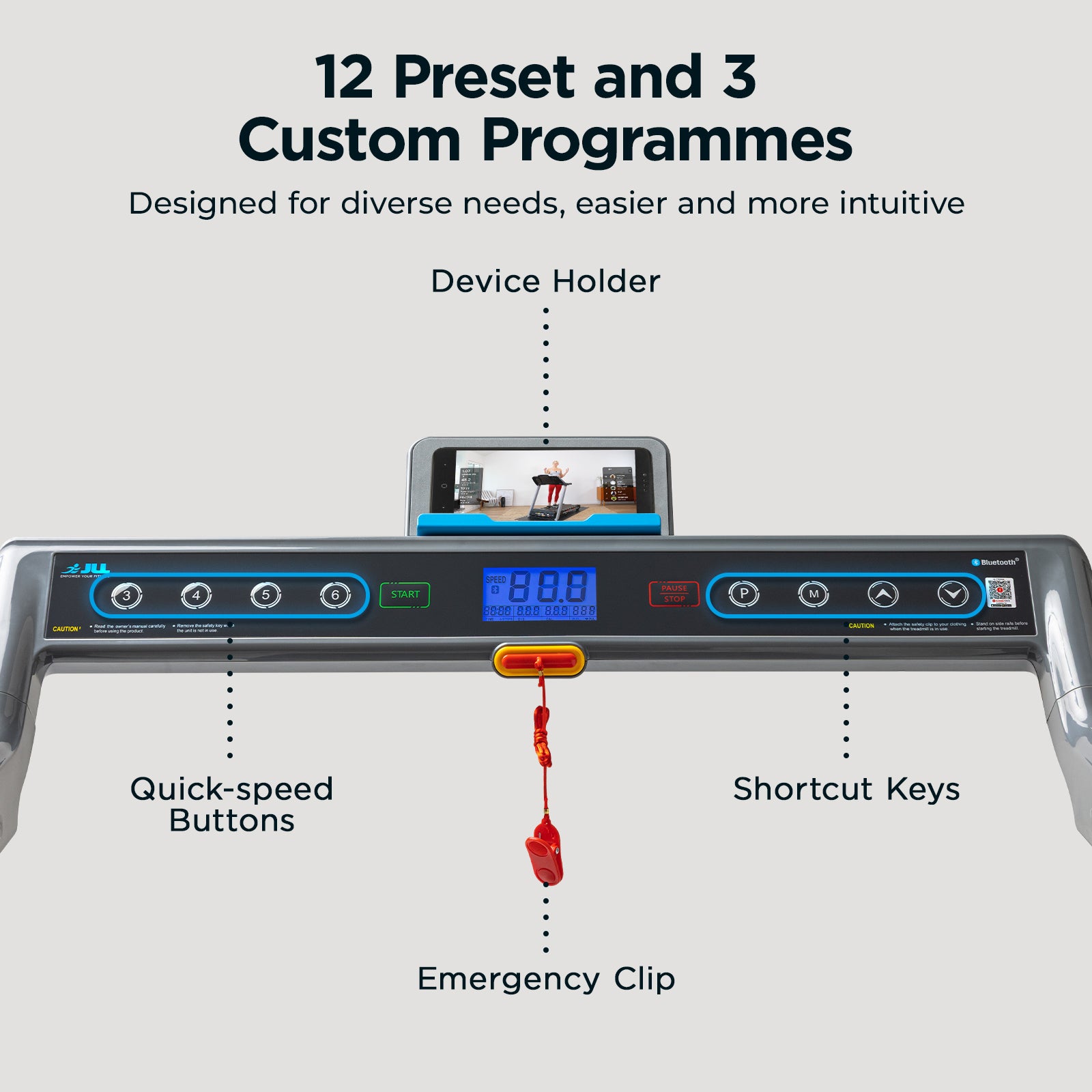 JLL Pegasus Connected Folding Treadmill - 2.5HP Motor, Bluetooth Connectivity, App Compatible