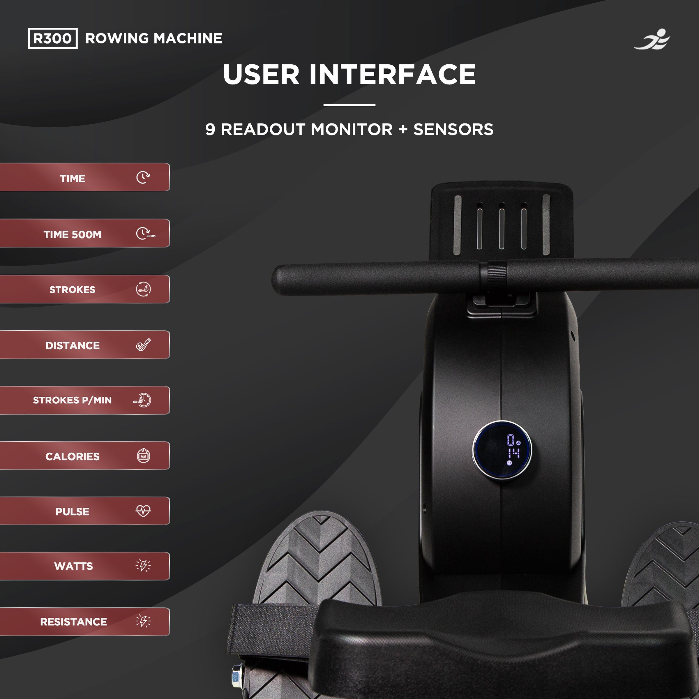 R300 Rowing Machine - Electro-Magnetic Resistance Rower w/ App Connect