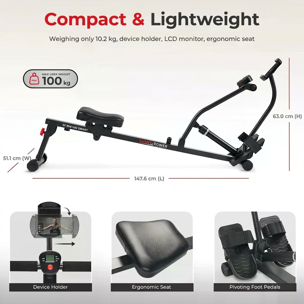 Smart Compact Hydraulic Rowing Machine