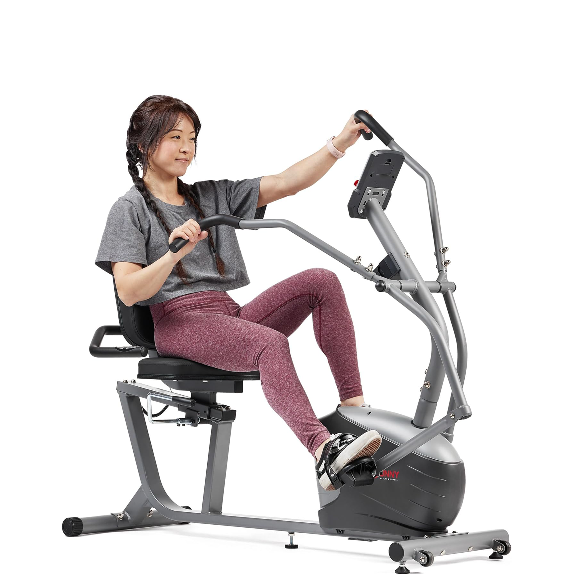 Sunny Health & Fitness Performance Interactive Recumbent Bike with Arm Exerciser