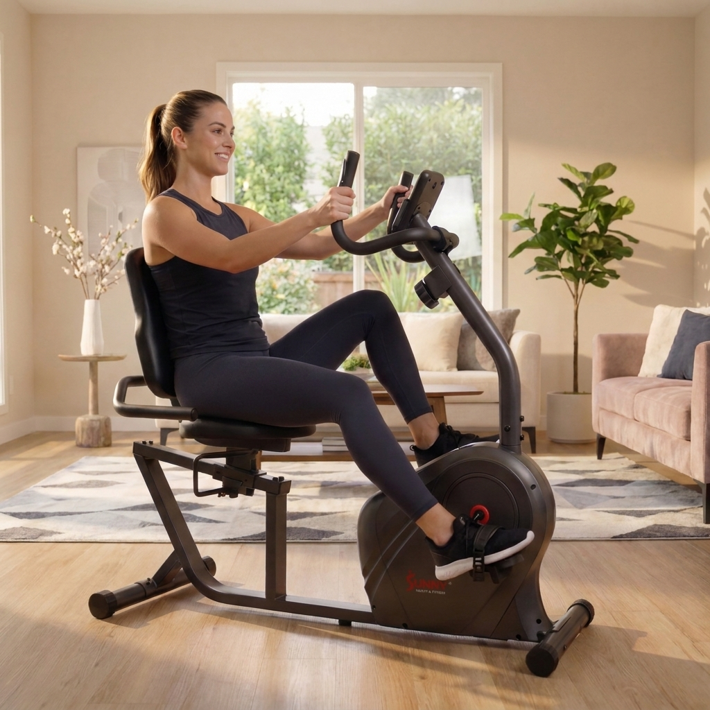Heavy-Duty Recumbent Bike w/Wide Cushioned Seat & Back