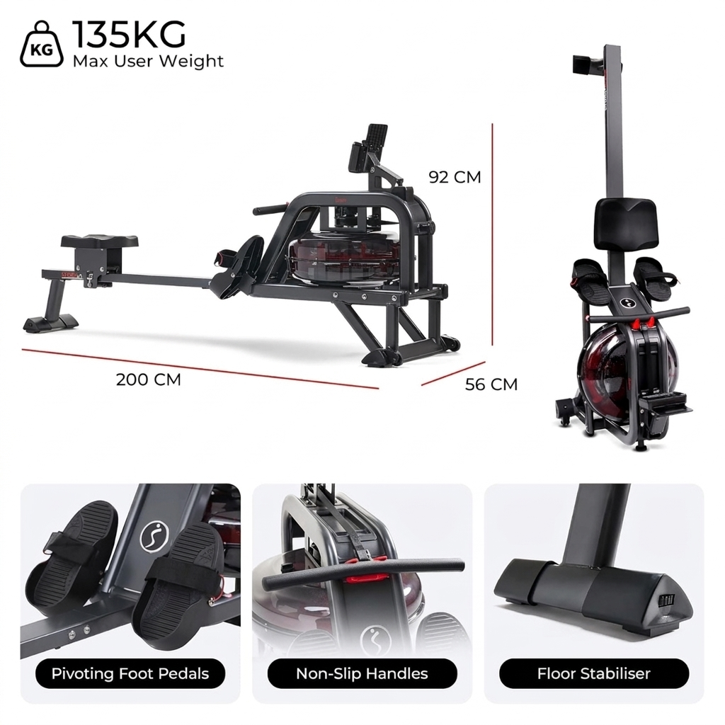 Obsidian Surge Smart Water Rowing Machine
