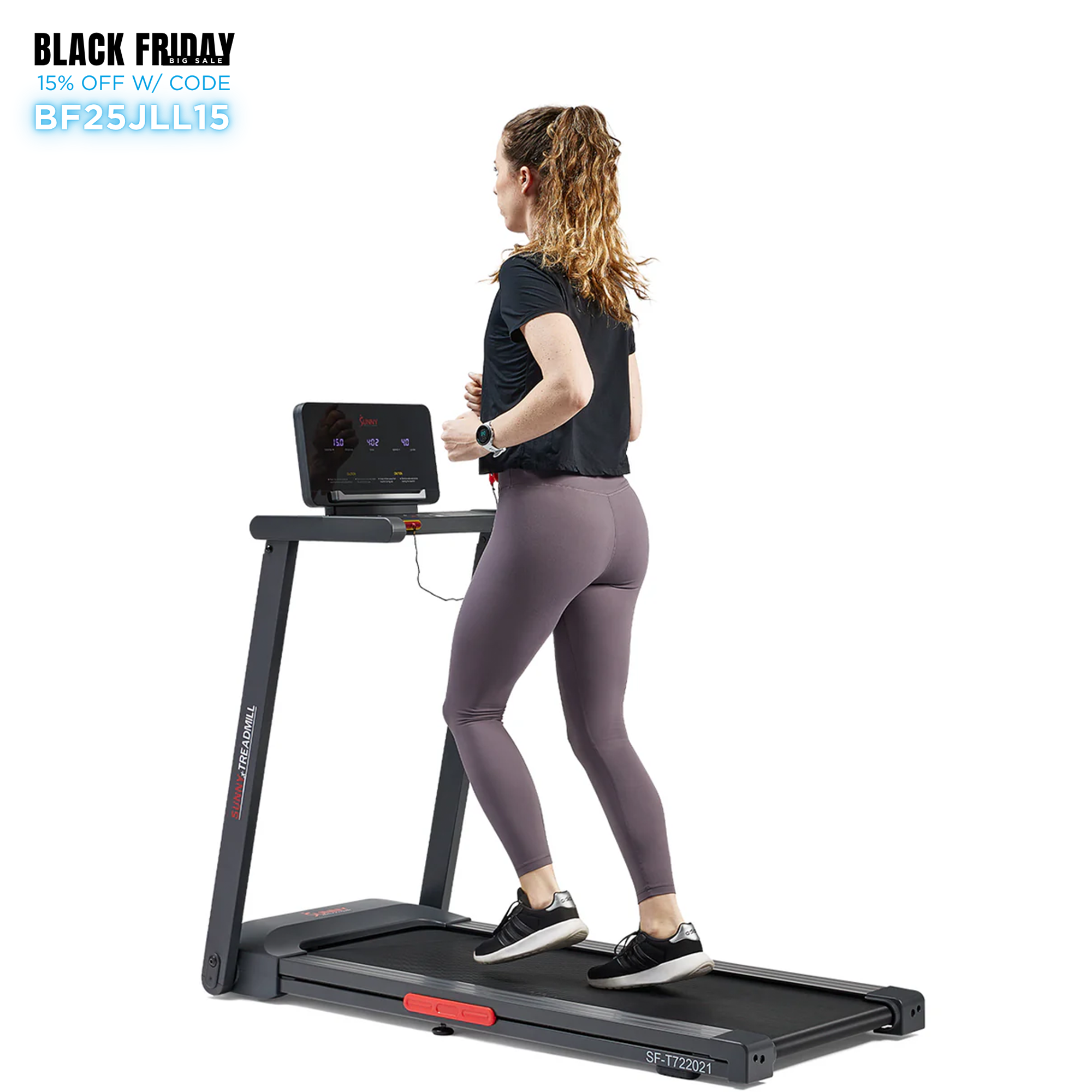 Sunny Health & Fitness Slim Interactive Smart Foldable Treadmill