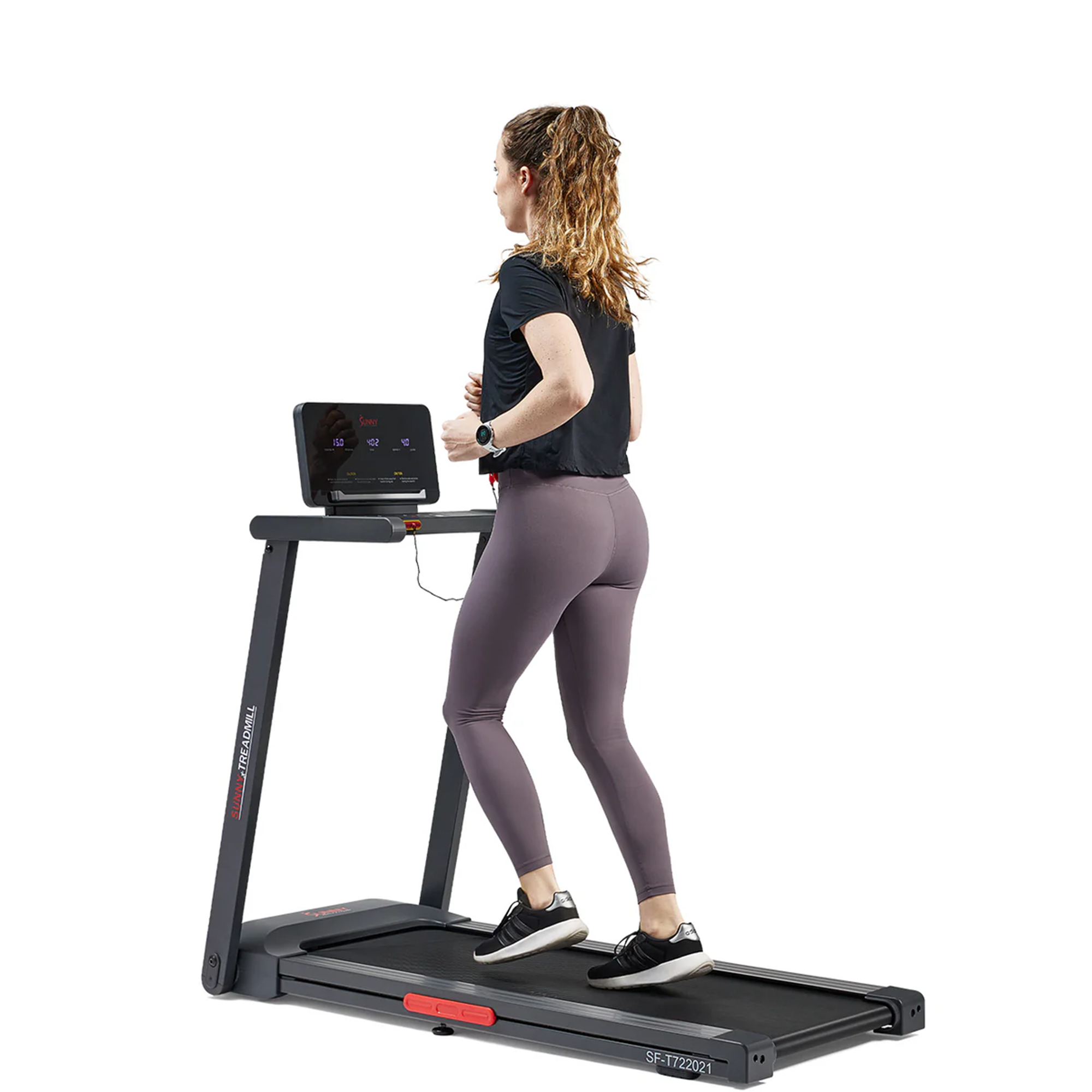 Sunny Health & Fitness Slim Interactive Smart Foldable Treadmill