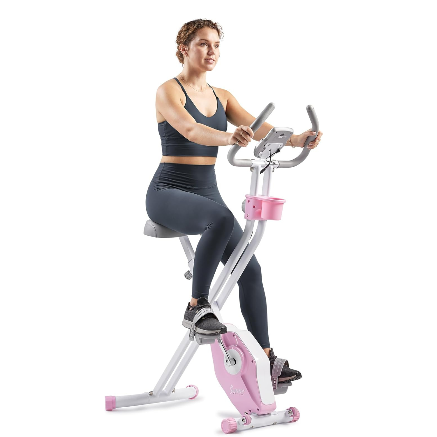 Sunny Health & Fitness Smart Folding X-Bike, Compact Exercise Bike for Indoor Cycling Workout