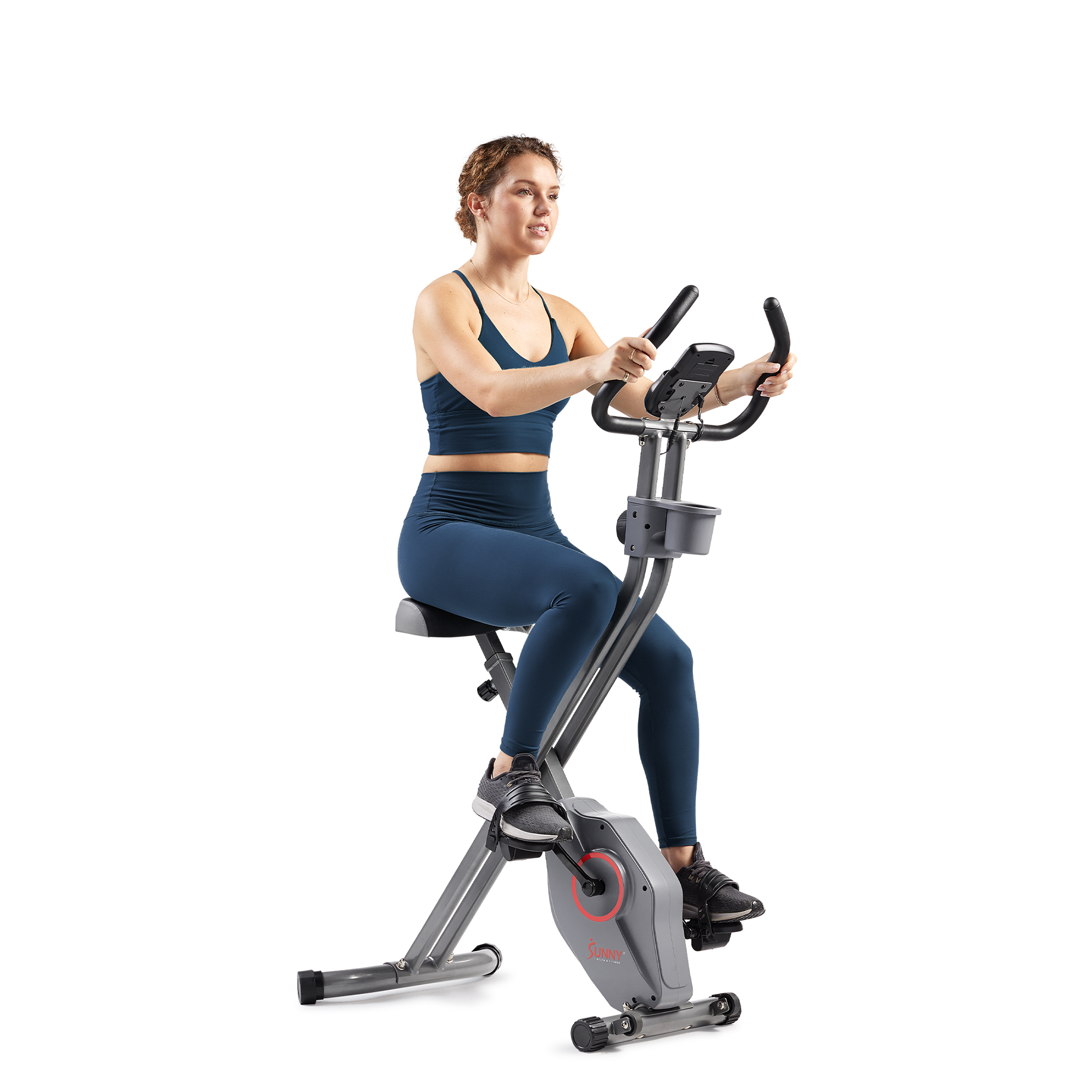 Sunny Health & Fitness Smart Folding X-Bike, Portable Compact Exercise Bike for Indoor Cycling Workout