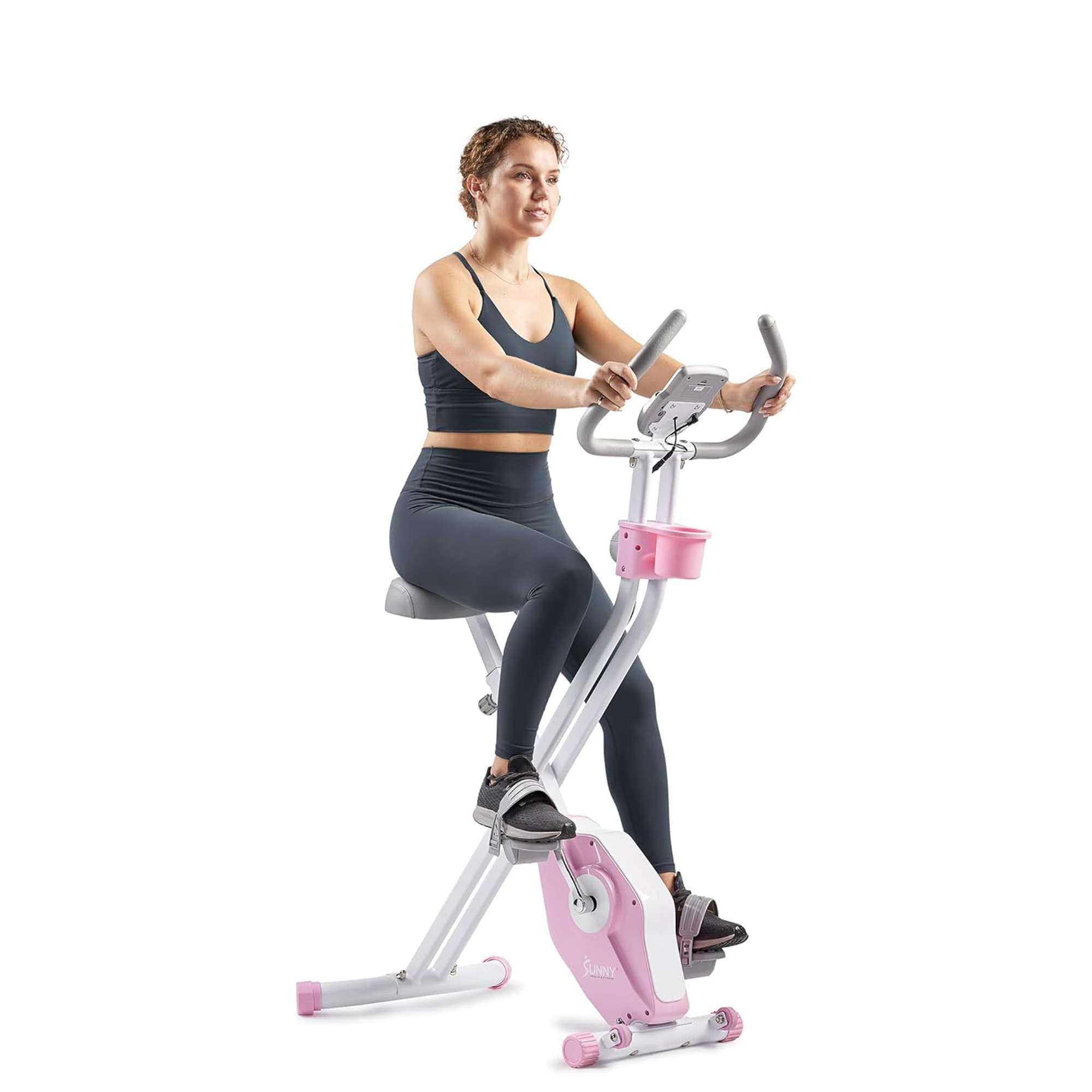 Sunny Health & Fitness Smart Folding X-Bike, Compact Exercise Bike for Indoor Cycling Workout