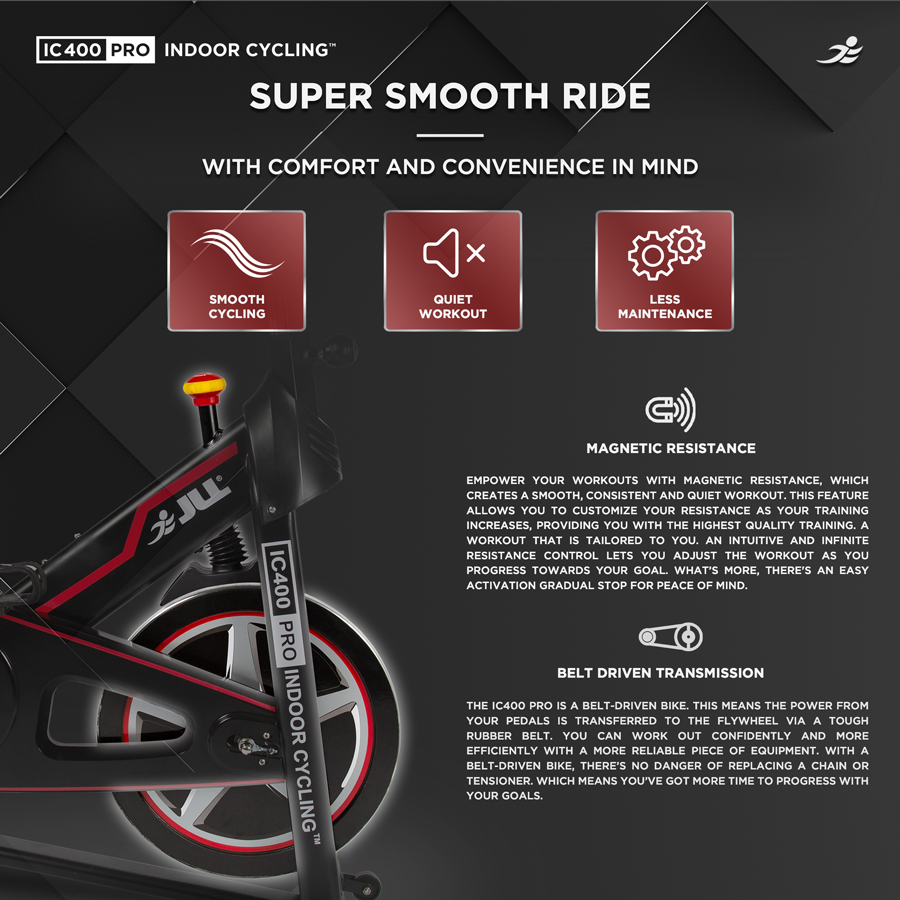 IC400 Pro Indoor Cycle Exercise Bike 22kg Flywheel App Compatible