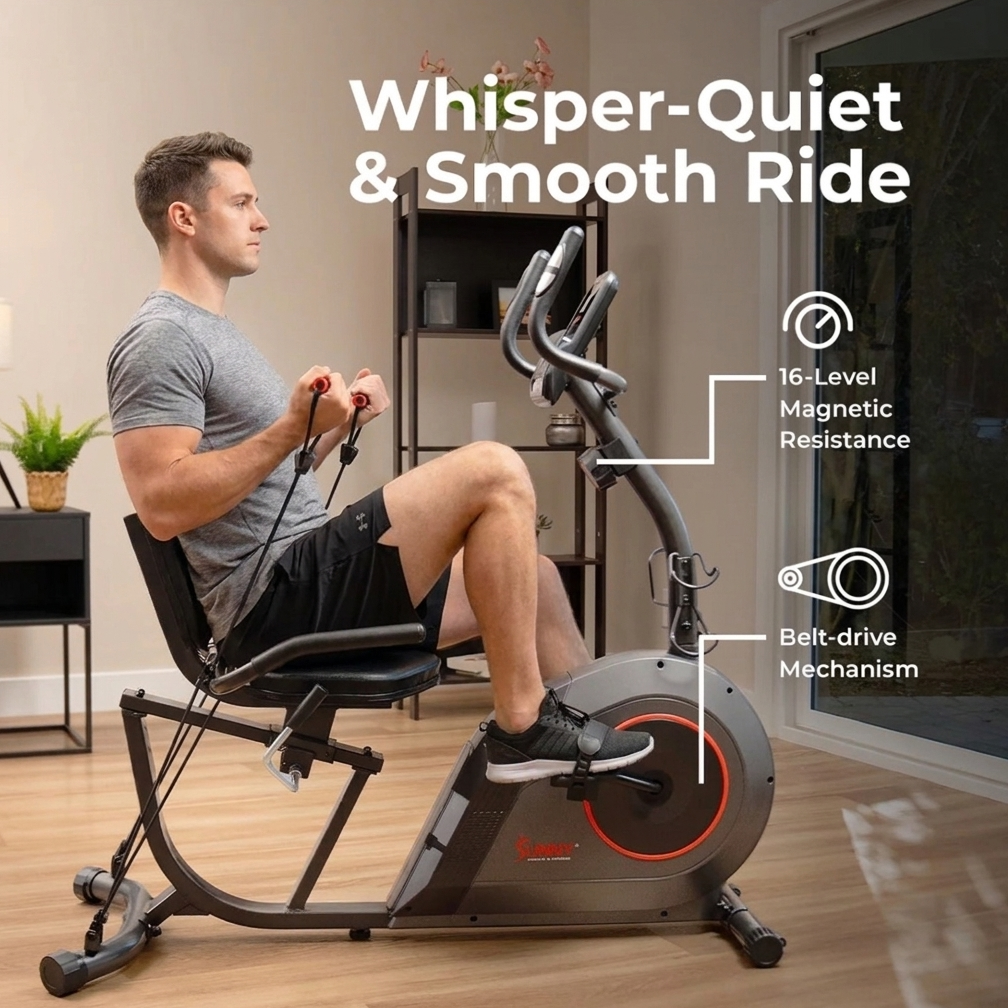 16-Level Smart Magnetic Resistance Recumbent Bike