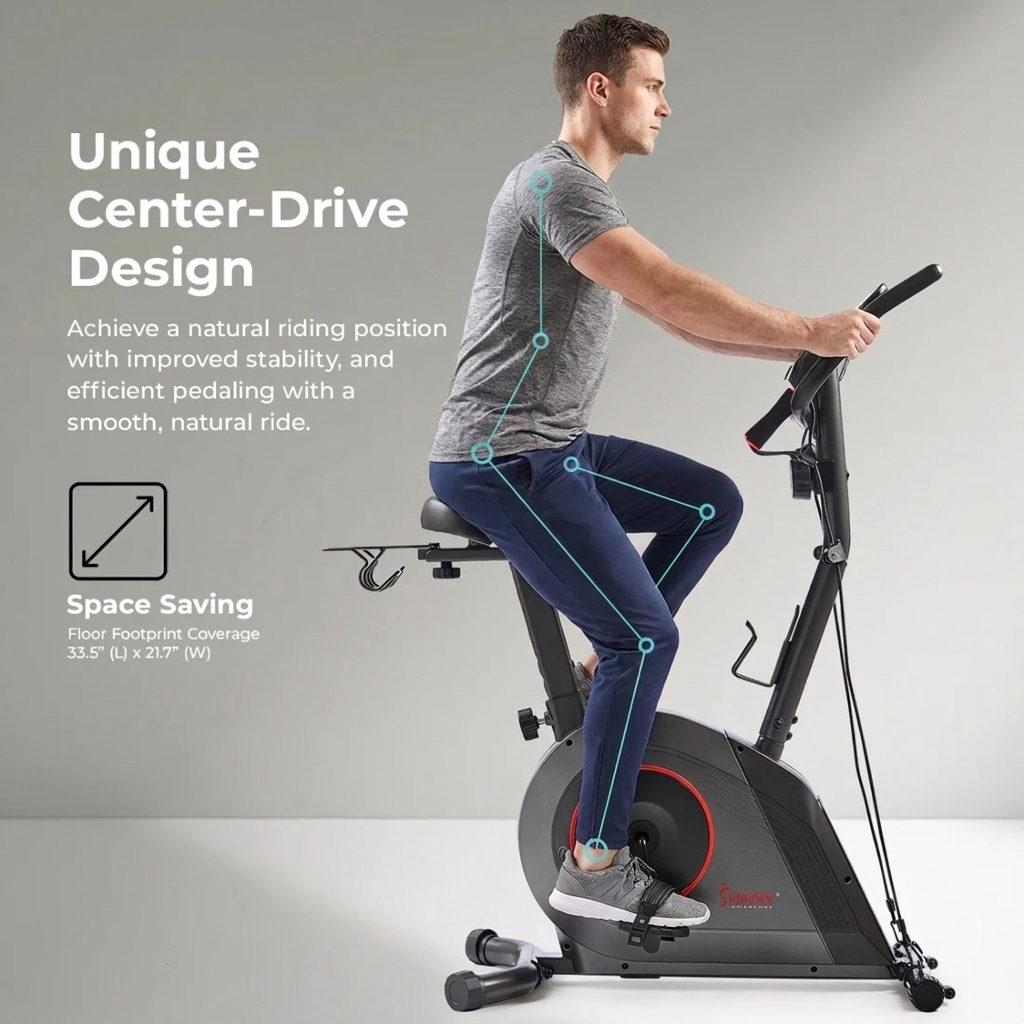 16-Level Magnetic Resistance Upright Bike with workout bands