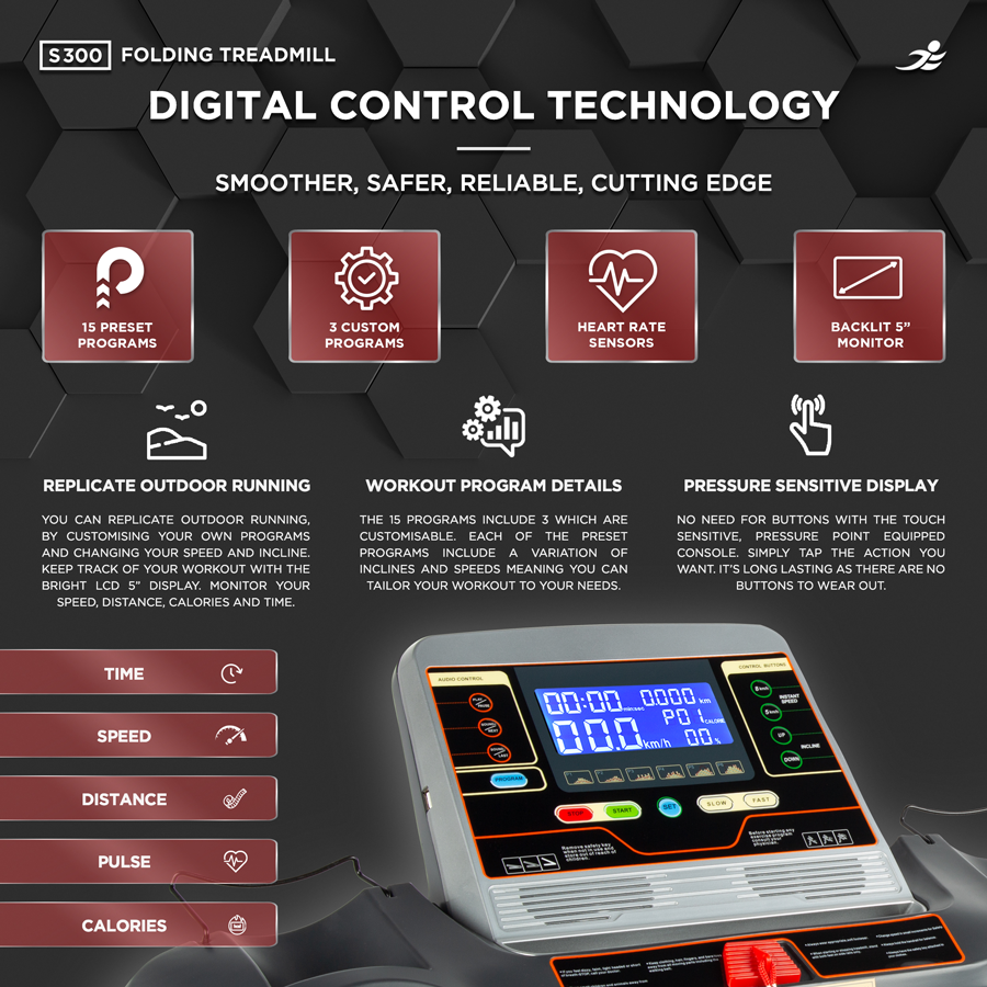 JLL S300 Folding Home Treadmill 4.5HP Motor 20 Incline Levels 0.3k