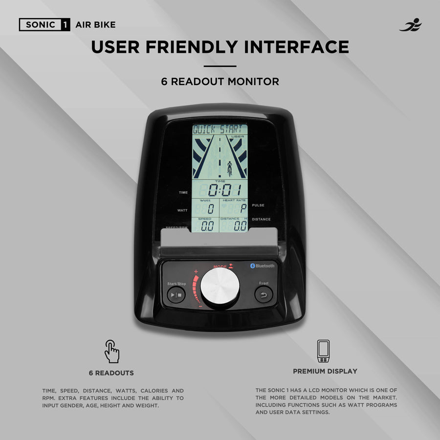 JLL Sonic 1 Home Air Bike Air Resistance Assault Bike w App Connect